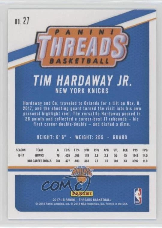 2017-18 Panini Threads Red Dazzle /99 Tim Hardaway Jr #27 - Image 2 of 2