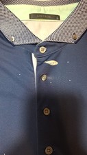 GREYSON Performance Polo Shirt Mens Sz L Blue White Bird AOP Golf Stretch S/S