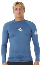 Rip Curl Waves UPF Performance Men's Long Sleeve Rash Guard - Bluefin - New
