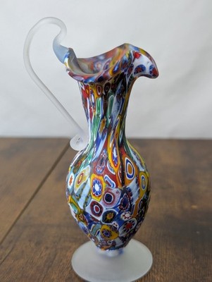 Vintage MURANO Fratelli Toso Glass MILLEFIORI Vase Blown Art Glass