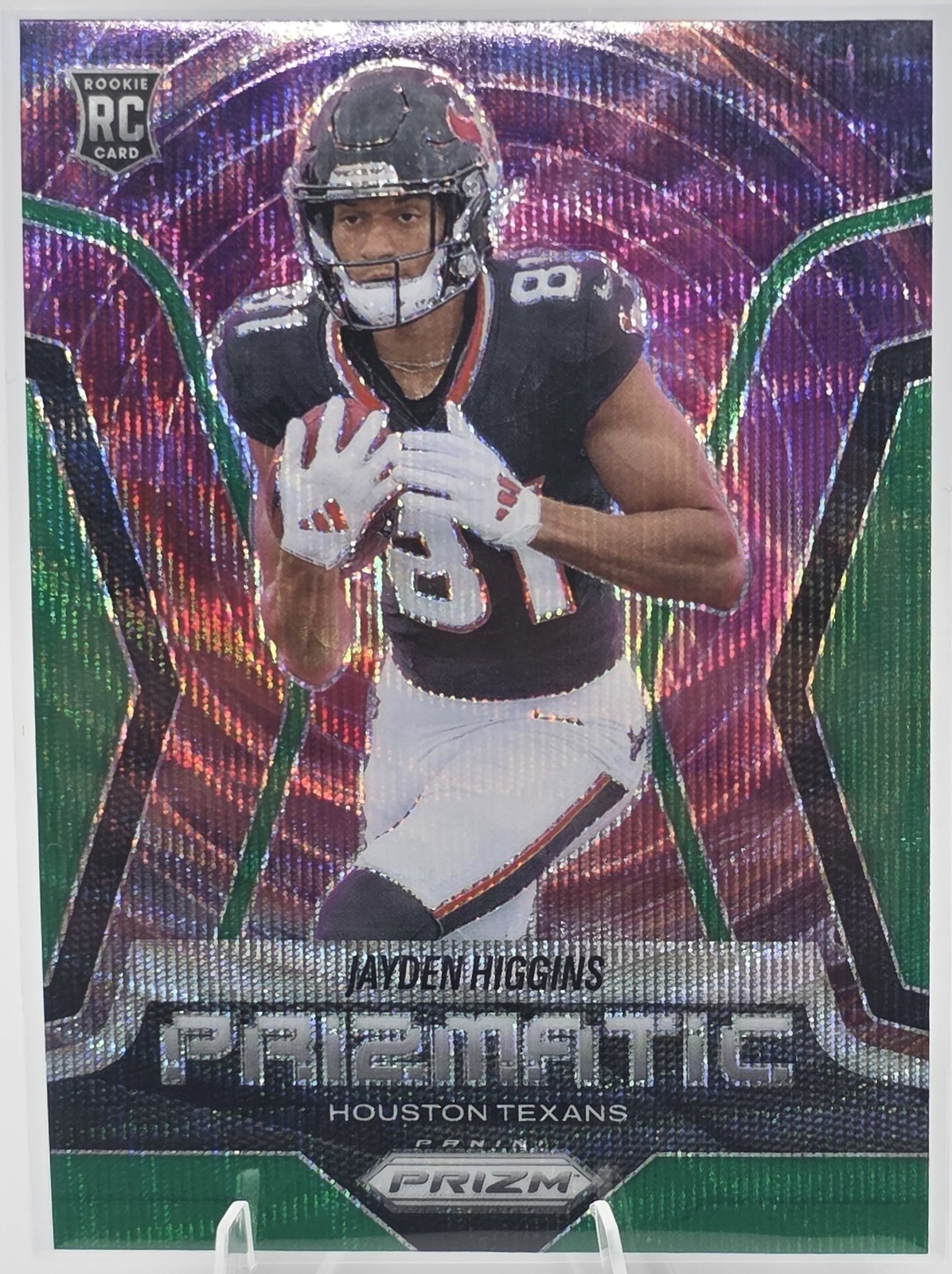 2025 Panini Prizm Jayden Higgins #3 Prizmatic Green Wave RC Texans
