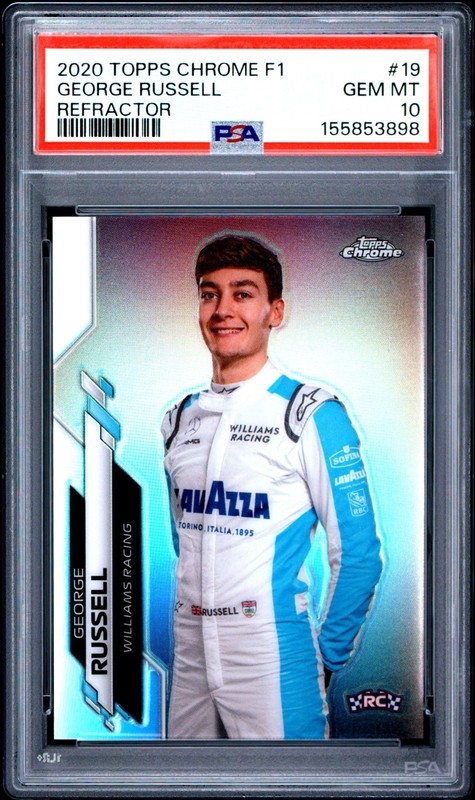 2020 TOPPS CHROME FORMULA 1 GEORGE RUSSELL Refractor Rookie #19 PSA 10 GEM MINT