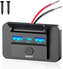 72W 12V USB Outlet Panel Wall Mount, 36W USB C and Dual QC 3.0 18W Car USB Port