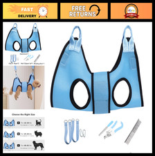 Dog Grooming Hammock for Nail Trimming, Pet Restraint Sling, Light Blue, Size S