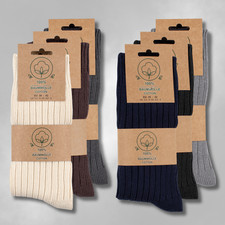 100% Cotton Socks men and women 3 pairs natural thick seamless comfort cuff fit