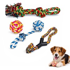 4 Pack Dog Rope Chew Toy Bundle for Medium La...