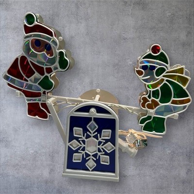 Vintage Christmas Light-Up Santa & Snowman Seesaw- It Teeter-Totters!