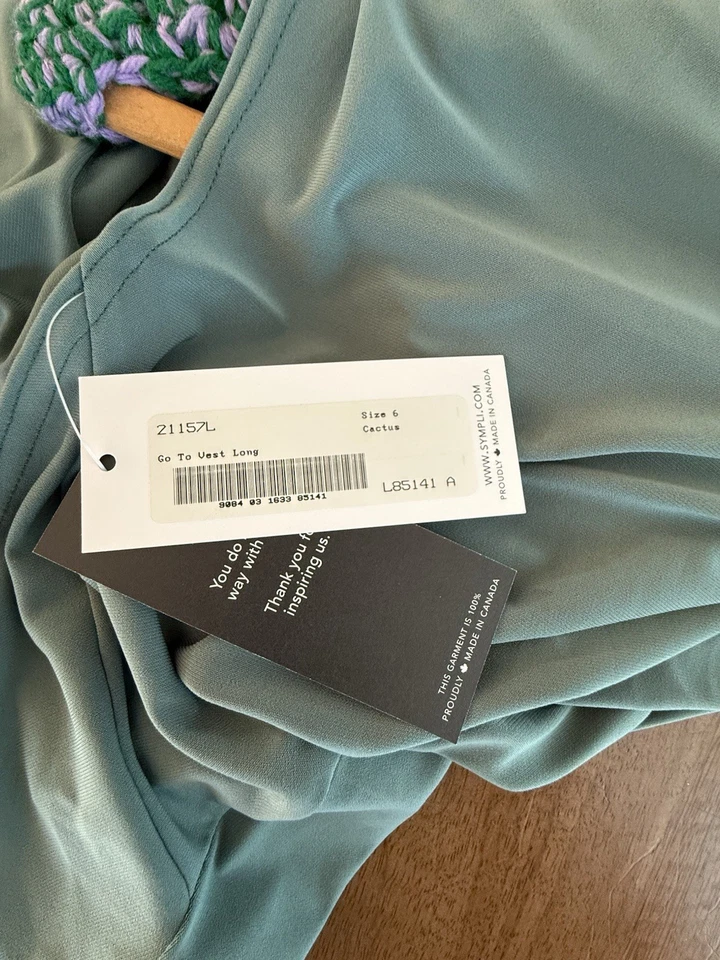 Chaleco largo Sympli Go To - verde cactus, talla 6 (hecho en Canadá) Foto 4 de 4