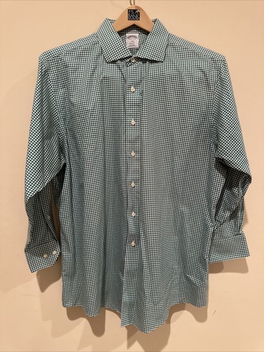 Brooks Brothers Shirt Mens Extra Large 17.5 Blue Purple Plaid Regent Button Up