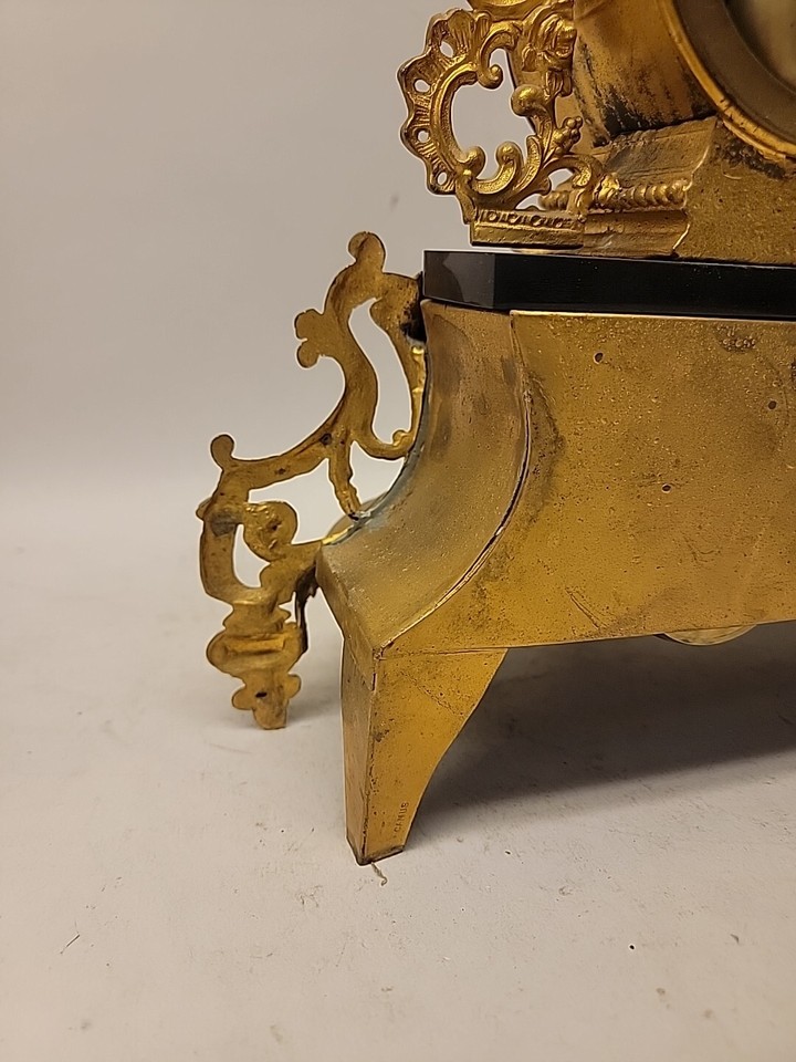 Antique French Figural Mantle Clock Pot Metal Clock For Parts eBay