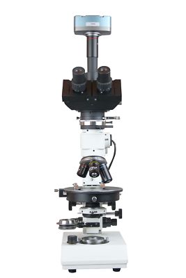Reflected Polarizing Microscope   Tint Plates, Rotary Centering Stage  + 5MP Cam