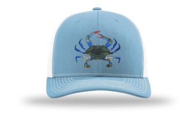 Blue Crab Embroidered Richardson Trucker Columbia Blue/white Cap