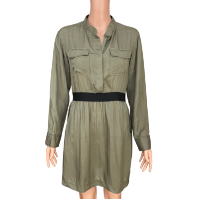 Theory Olive Green 100% Silk Army Dress Size 6 | eBay 