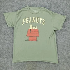 Peanuts Shirt Men's Medium Green Snoopy Dog House Animated Series Graphic Adult