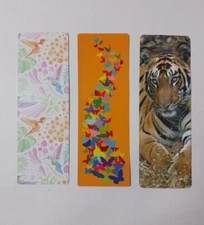 3 World Wildlife Organization Bookmarks Butterflies, Tiger, Hummingbirds 