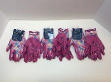 DIGZ Youth Girls Gardening Gloves, Pink Palm and Colorful Pattern, 6 Pairs