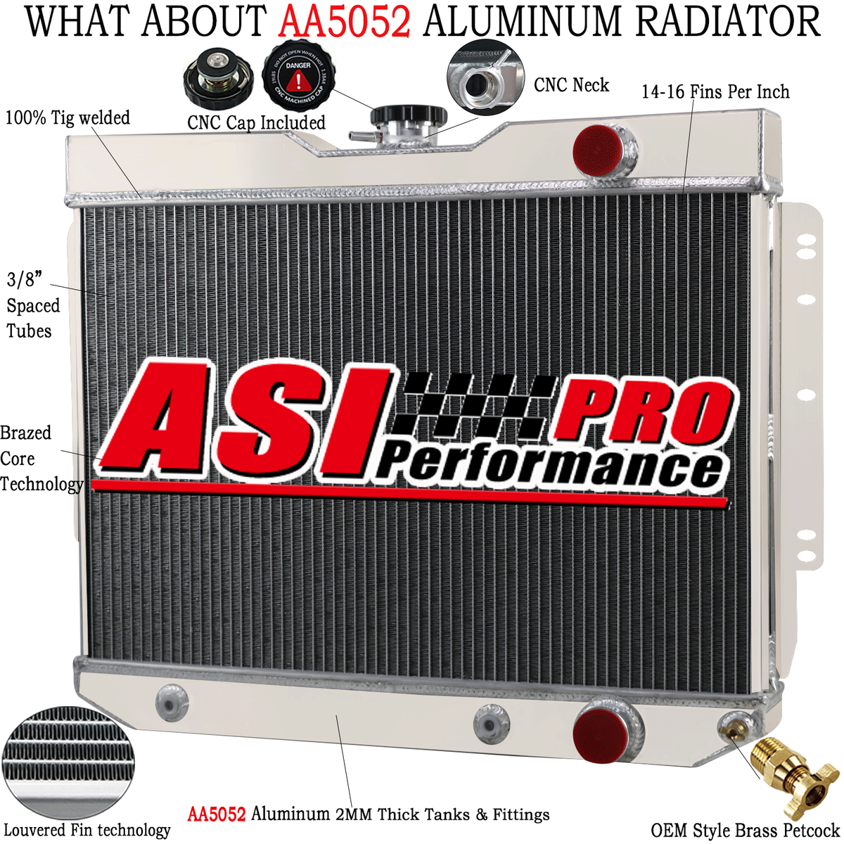 ゆう 4Row Aluminum Radiator For 59-63 Chevy Impala/El Camino 60-65 Bel