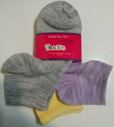 Women's Fancy Assorted Designs-3 Colors ankle socks 9-11 cotton blend NEW