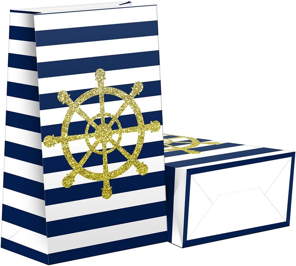 Nautical Goodie Bags - 24 Pcs Nautical Party Favors Candy Bags with Stickers, Na - Image 4 of 4