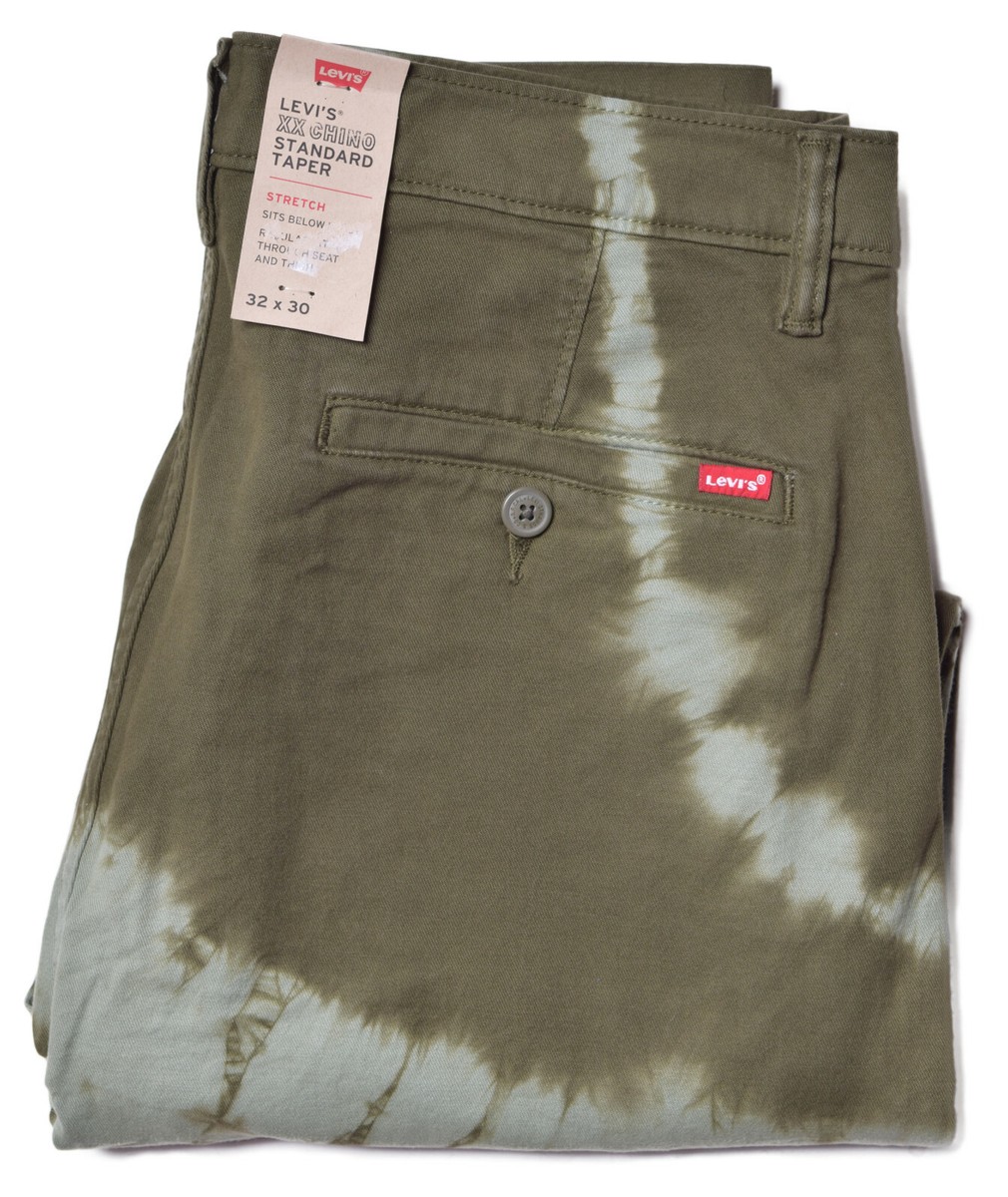 Levis Jeans Mens Green Tie Dye Stretch Regular Tapered Fit XX 