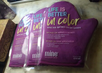 3pack MineTan Bronze On Applicator Mitt Self Tanning Mine Tan Gloves Sealed