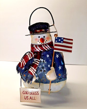 Home Interiors Snowman God Bless Us All Hanging Candle Lantern Christmas Decor