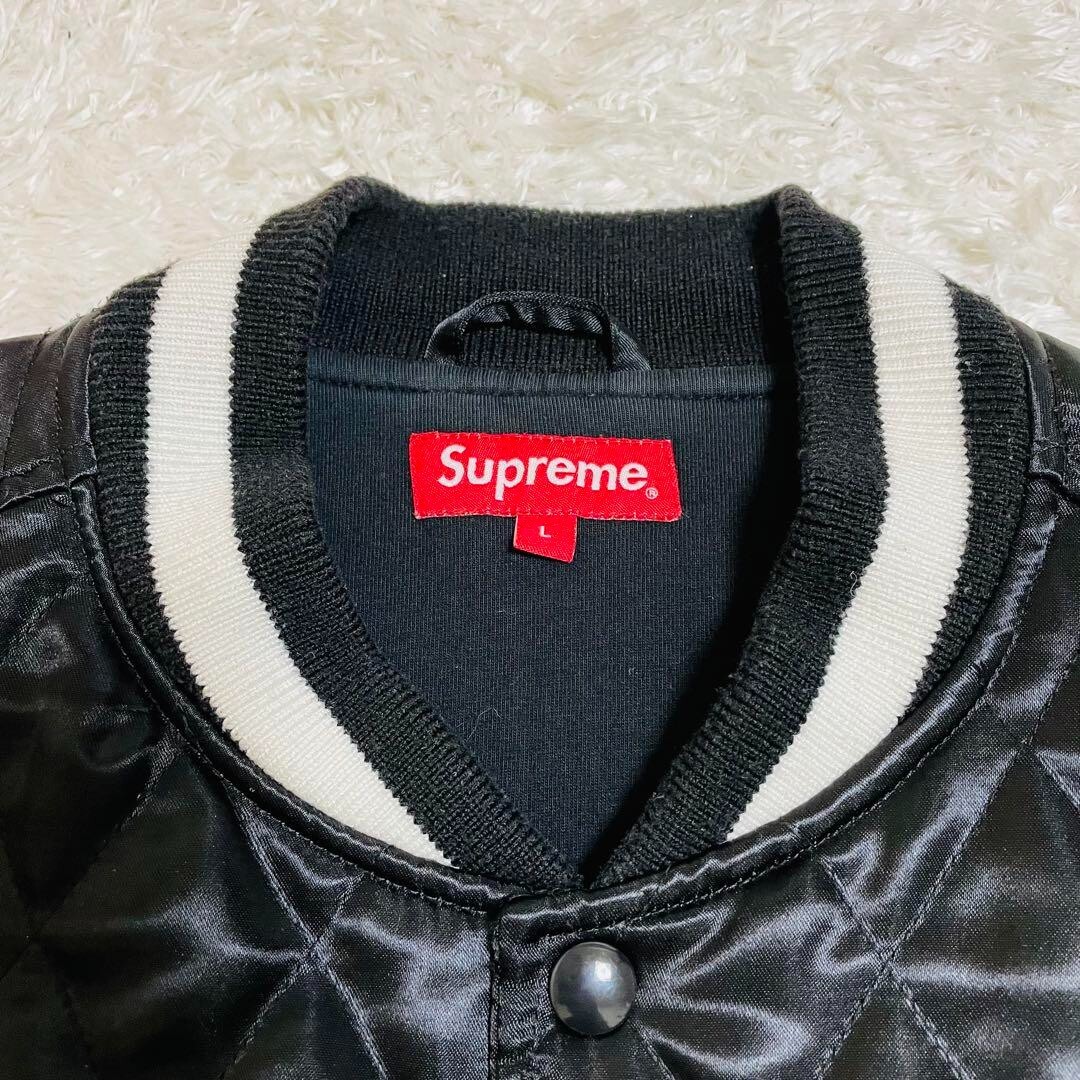 Supreme - Quilted Satin Varsity Jacket SS17 Polyester Black Supreme - Quilted Satin Varsity Jacket SS17 Polyester Black
