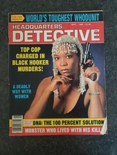 Headquarters Detective 9/1989-Spicy babe-black hooker murders-pulp crime-VG