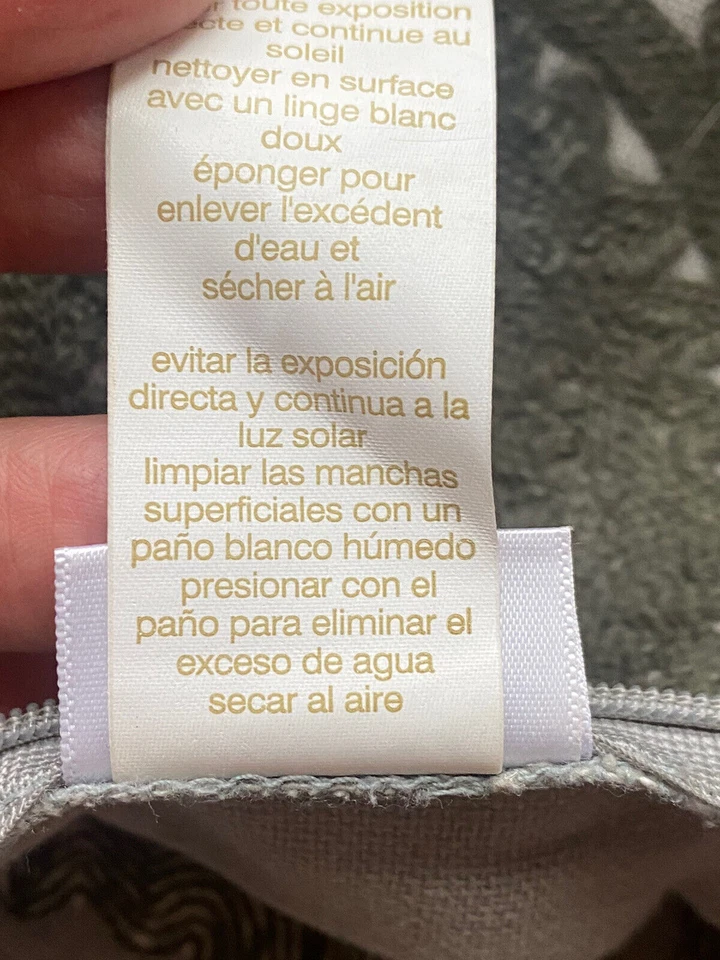 West Elm Gray embroidered Cotton Linen Pillow Cover Case Sham 16” Taupe Square - Image 4 of 4