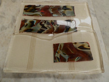 ART GLASS CASED ABSTRACT VINTAGE STUDIO HEAVY GLASS SLAB TRAY PLATE