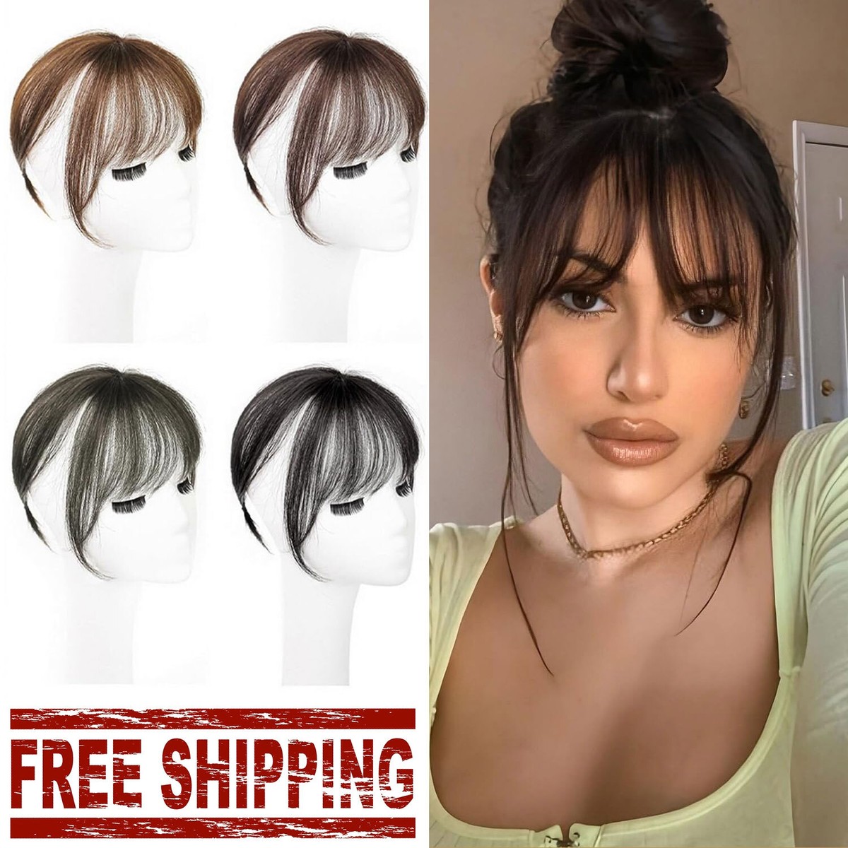 Clip in Bangs 100% Real Human Hair Women Topper 360° 3D 