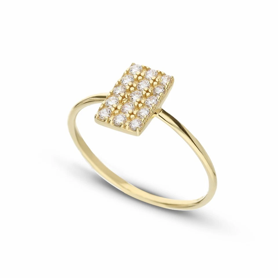 Bague en or Jaune 18 Carat avec Zircon Blanc de Femme - Photo 1/1