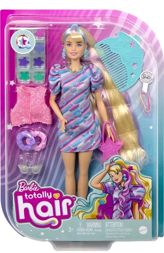 Barbie Totally Hair Star-Themed Doll 8.5" Fantasy Hair 15 Fashion 8 Color Change