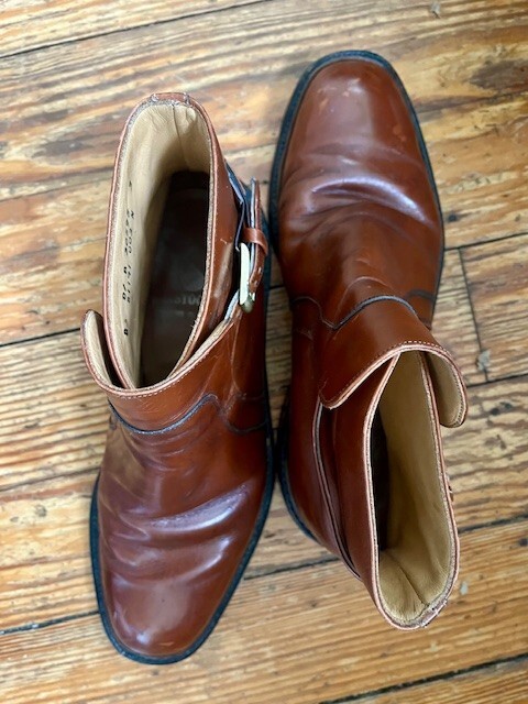 VINTAGE 70\'s JOHNSTON MURPHY ARISTOCRAFT LEATHER ANKLE BOOT SIZE 8 Vintage Johnston + Murphy Aristocraft Black Leather Dress  main image 3