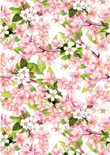 Pink Cherry Blossom Flowers Wallpaper A4 Sized Edible Wafer Paper / Icing Sheet 