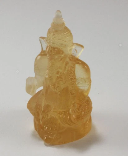 DAUM GANESH GOLDEN AMBER TONE PATE-DE-VERRE FIGURINE PAPERWEIGHT