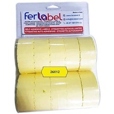 BLISTER FERLABEL DA 10 ROTOLI GIALLI (15.000 ETICHETTE) PER PREZZATRICE 26X12