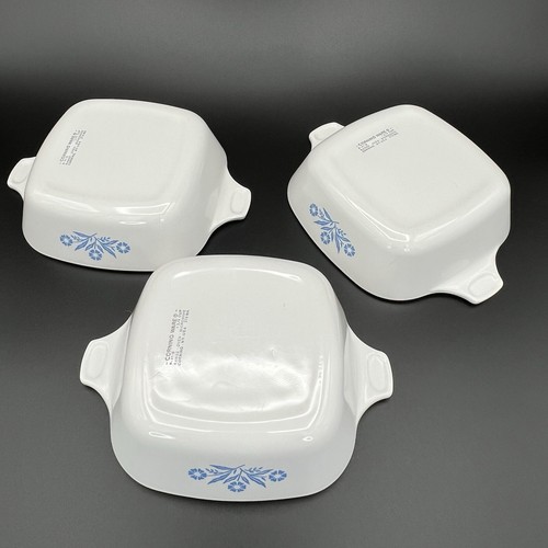 3 Vintage Corning Ware Kornblumenblau Zierliche Pfannen P-41-B Backen Aufbewahrung 1,75 C - Bild 11 von 15