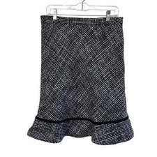 Gap Wool Blend Textured Black Gray Skirt Sz 8 Zipper Lined