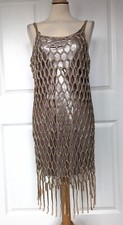 & Other Stories gold metallic beaded net double layer slip dress small brand new