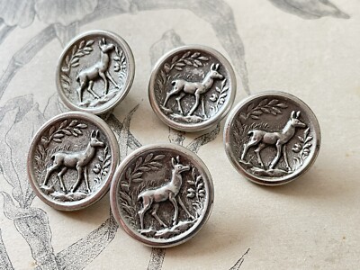 Lot De 12 Anciens Boutons De Chasse Et Vénerie - Biches - Métal Marron