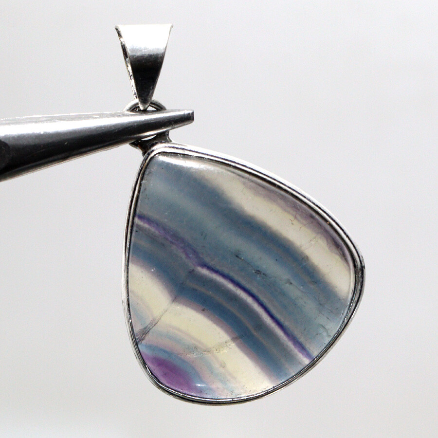 925 Silver Plated Rainbow Fluorite Ethnic Pendant Jewelry Size 1.7