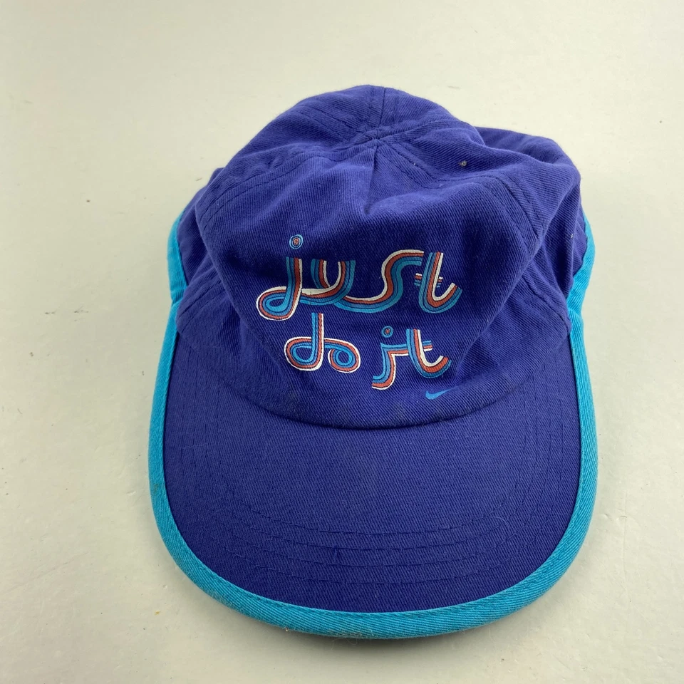 Gorra Nike Just Do It 4-6X Niñas Azul 100% Algodón Logo 6 Paneles Ajustable Espalda Sombrero Foto 2 de 4