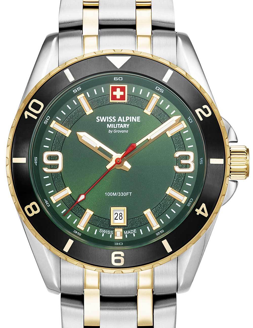 Швейцарский альпийский военный 7034.1148 Herrenuhr Sierra bicolor schwarz 42 мм 10ATM