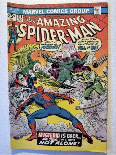 Amazing Spider Man #141 Marvel  1975 VF  MVS intact. Mysterio!