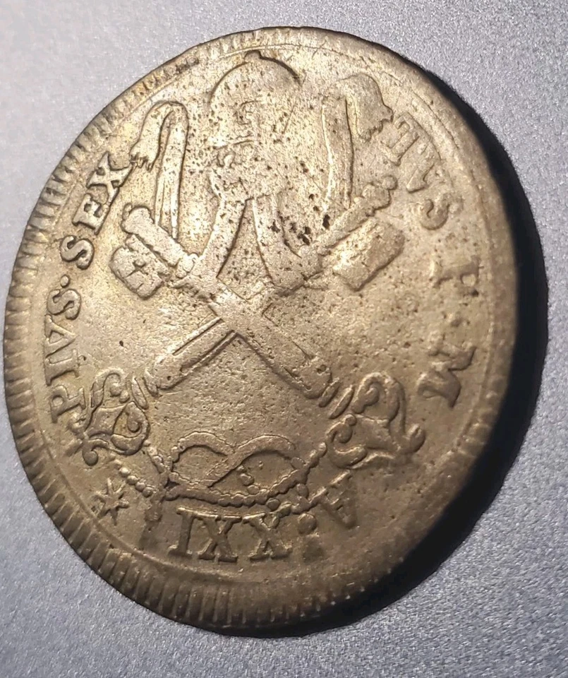 1795 Italian States Papal 4 Baiocchi Billon Coin VF  - Image 3 of 4