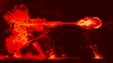 Anime girls sniper rifle drawing red barrett 50 cal Custom Gaming Mat Desk