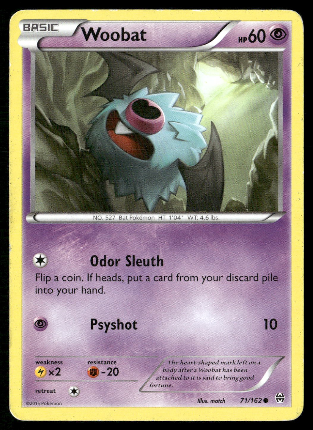 Woobat 71/162 Common BREAKthrough Pokemon Damaged