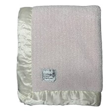 Little Giraffe Baby Blanket Light Pink Sherpa Satin Binding 33x28