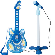19In Kids Flash Guitar, Pretend Play Musical Instrument Toy for Toddlers W/ Mic,